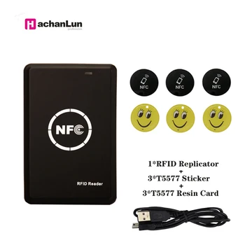 NFC Считыватель смарт-карт Писатель RFID Копировальный аппарат Дубликатор Черный USB Программатор Брелоки ID Карты IC Наклейки Эпоксидный Копировальный аппарат для Карт