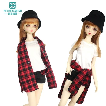 Аксессуары BJD, одежда для куклы, размер 57-60 см, 1/3 куклы BJD DD SD, модная красная рубашка в клетку, футболка