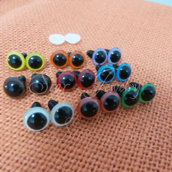круглые пластиковые игрушечные глазки для безопасности 12 мм с шайбами, цвет выбирается случайным образом
