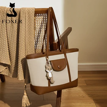 FOXER/ женская сумка через плечо из искусственной кожи, большая вместительная сумка, женская универсальная сумка для ноутбука, брендовый аксессуар, сумка с верхней ручкой