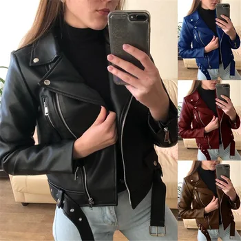 Короткое Кожаное пальто, Женская куртка 2020, Осенне-весенняя Корейская Мотоциклетная одежда из искусственной кожи, Тонкая Зимняя Кожаная куртка