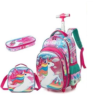 jasmine star, комплект из 3 предметов, рюкзак на колесиках, детская школьная сумка-тележка на колесиках, школьный рюкзак на колесиках для девочек, сумка-тележка для мальчика