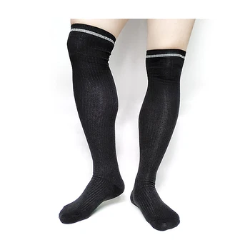 Брендовые мужские носки, Чулки выше колена, Хлопчатобумажные Эластичные Сексуальные Вечерние платья, Мужские Длинные носки в полоску