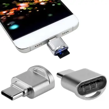 Мини-металлический кард-ридер Type-C, портативный брелок для ключей USB 3.1 Type C, устройство чтения карт памяти Micro SD TF, OTG для мобильного телефона