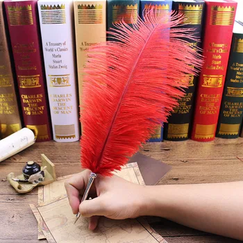 11 Цветов Шариковая ручка из страусиного пера для свадебного подарка, ручка для подписи, подарок на День рождения, украшение дома, офиса, школы
