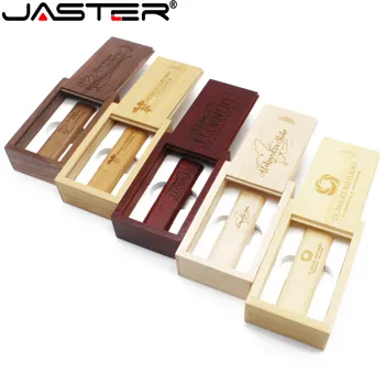 JASTER 2.0 USB флэш-накопители Деревянный бамбуковый USB с коробкой флеш-накопитель 64 ГБ Бесплатный пользовательский логотип Портативный U-диск Memory Stick Свадебный подарок